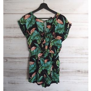 As U Wish Flamingo and Palm Leaf Romper